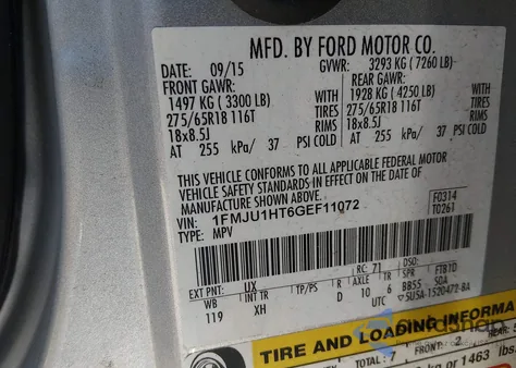 2016 Ford Expedition Xlt from USA, damaged, VIN 1FMJU1HT6GEF11072